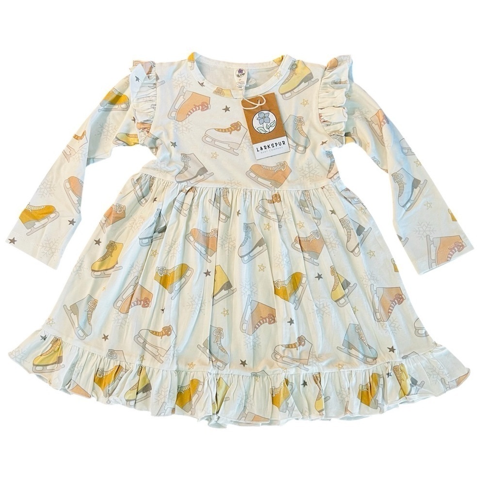 Larkspur Girls Ice Skating Dress - Cream and Yellow Size 4T NWT